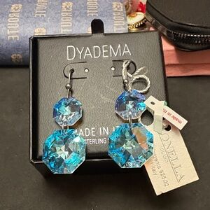 Sterling Silver Dyadema Swarovski Elements Crystal Earrings  Made In Italy